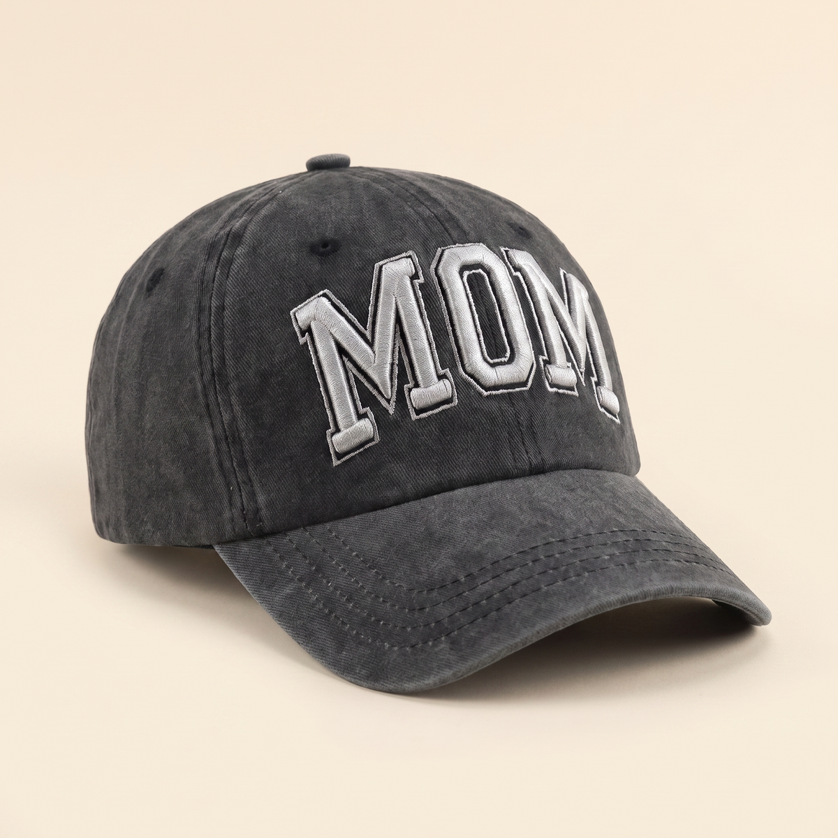 Mom Embroidered Cap - Black