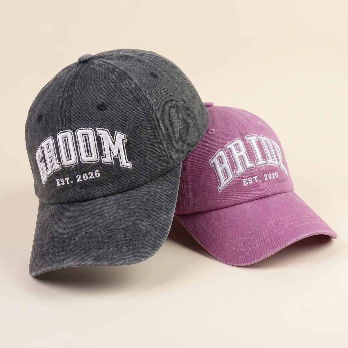 Groom and Bride Wedding Caps - Set of 2