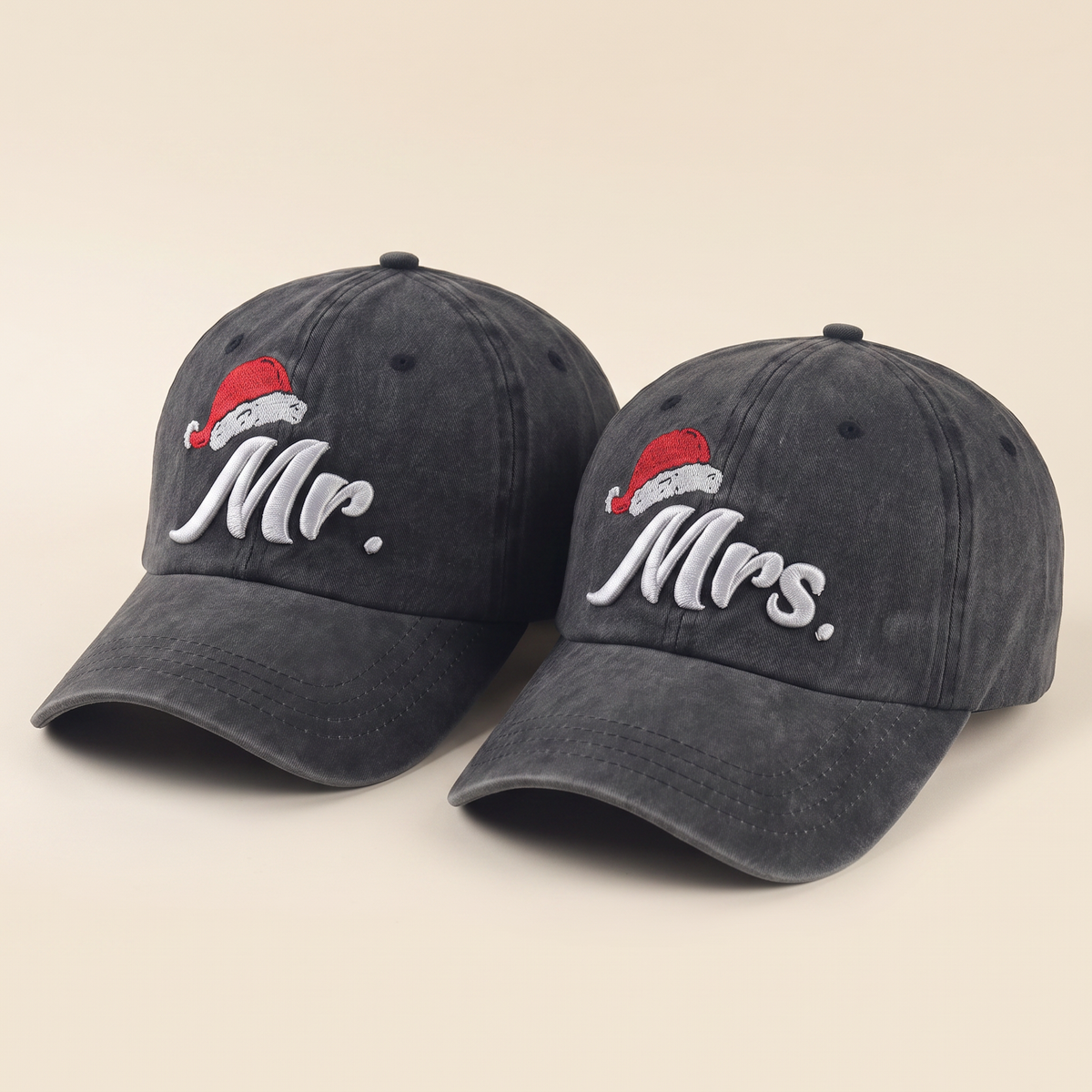 Mr and Mrs Christmas Caps - Set of 2