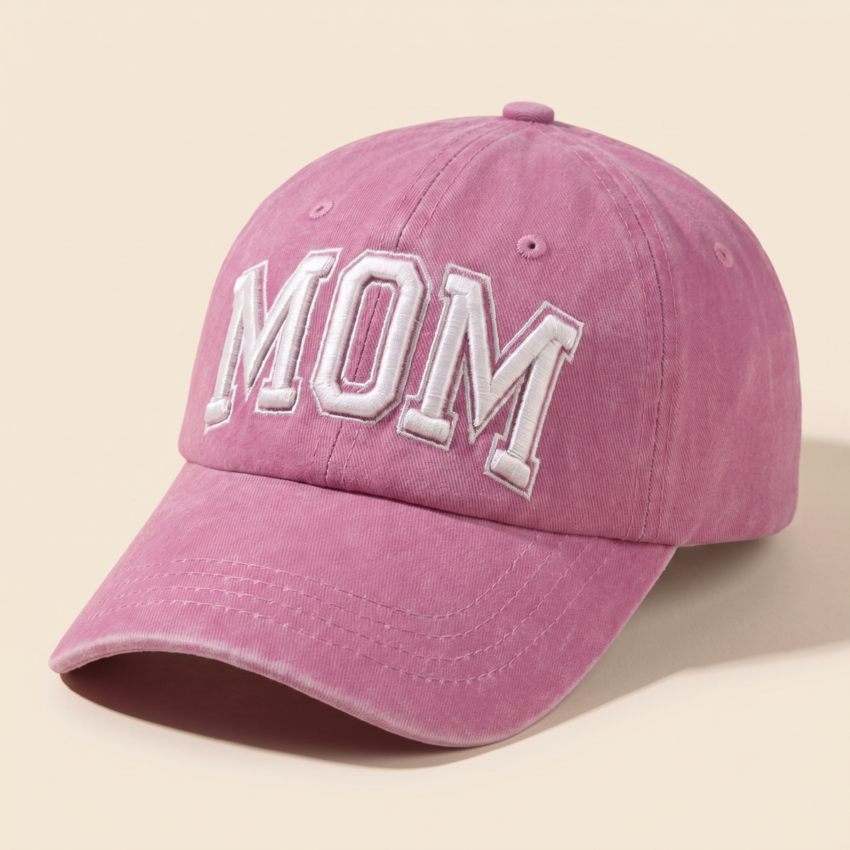 Mom Embroidered Cap - Pink