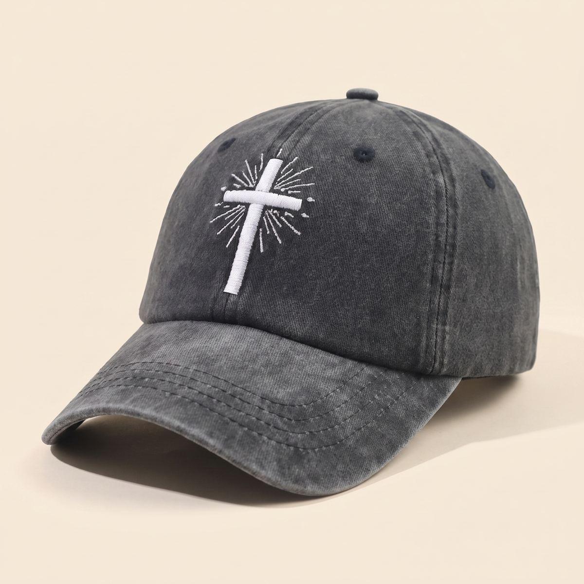 Cross Faith Embroidered Cap - Black