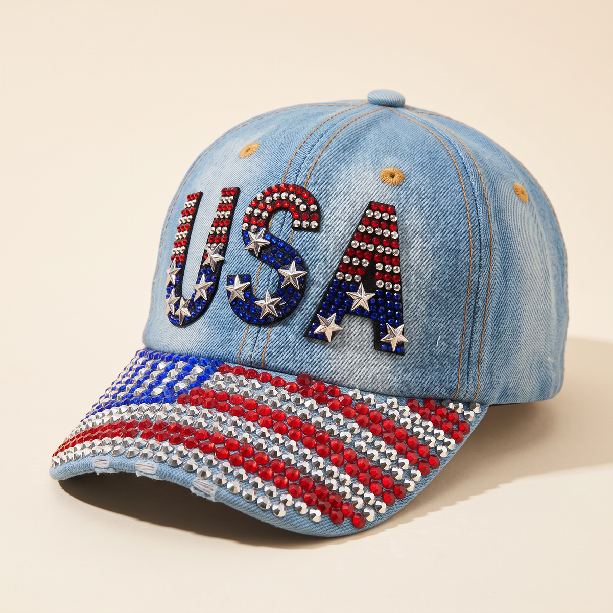 American Flag Rhinestone Cap