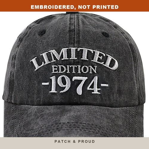 1974 Birth Year Embroidered Cap - Black