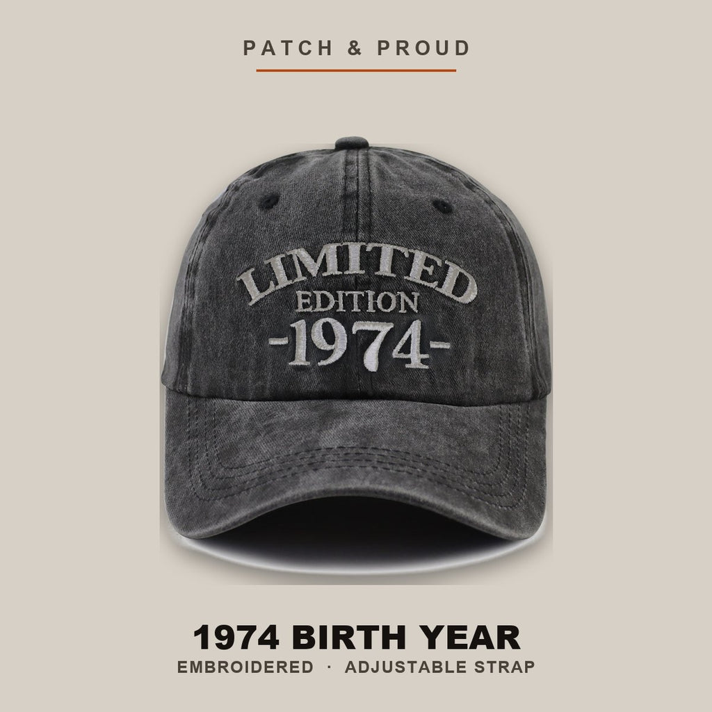 1974 Birth Year Embroidered Cap - Black