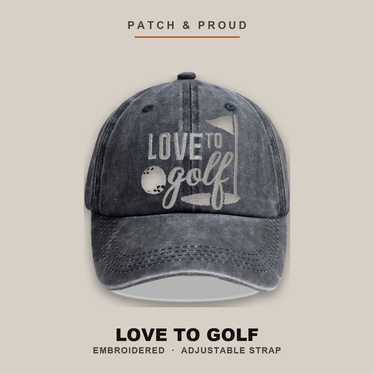Love To Golf Embroidered Cap - shown on a canvas backdrop