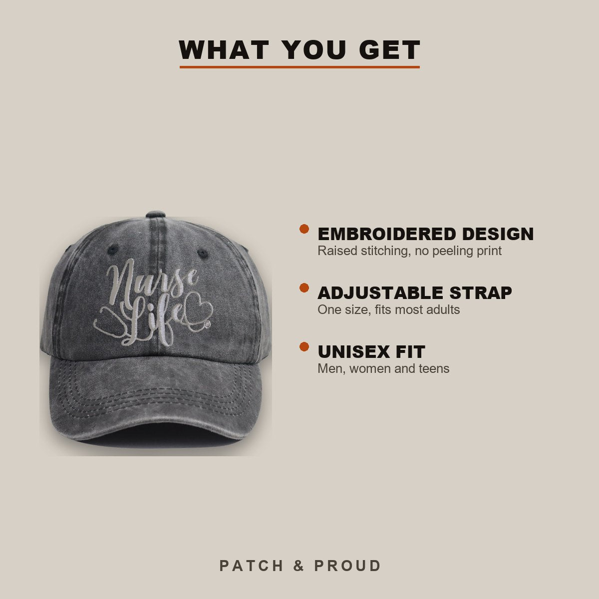 Nurse Life Embroidered Cap - features and fit