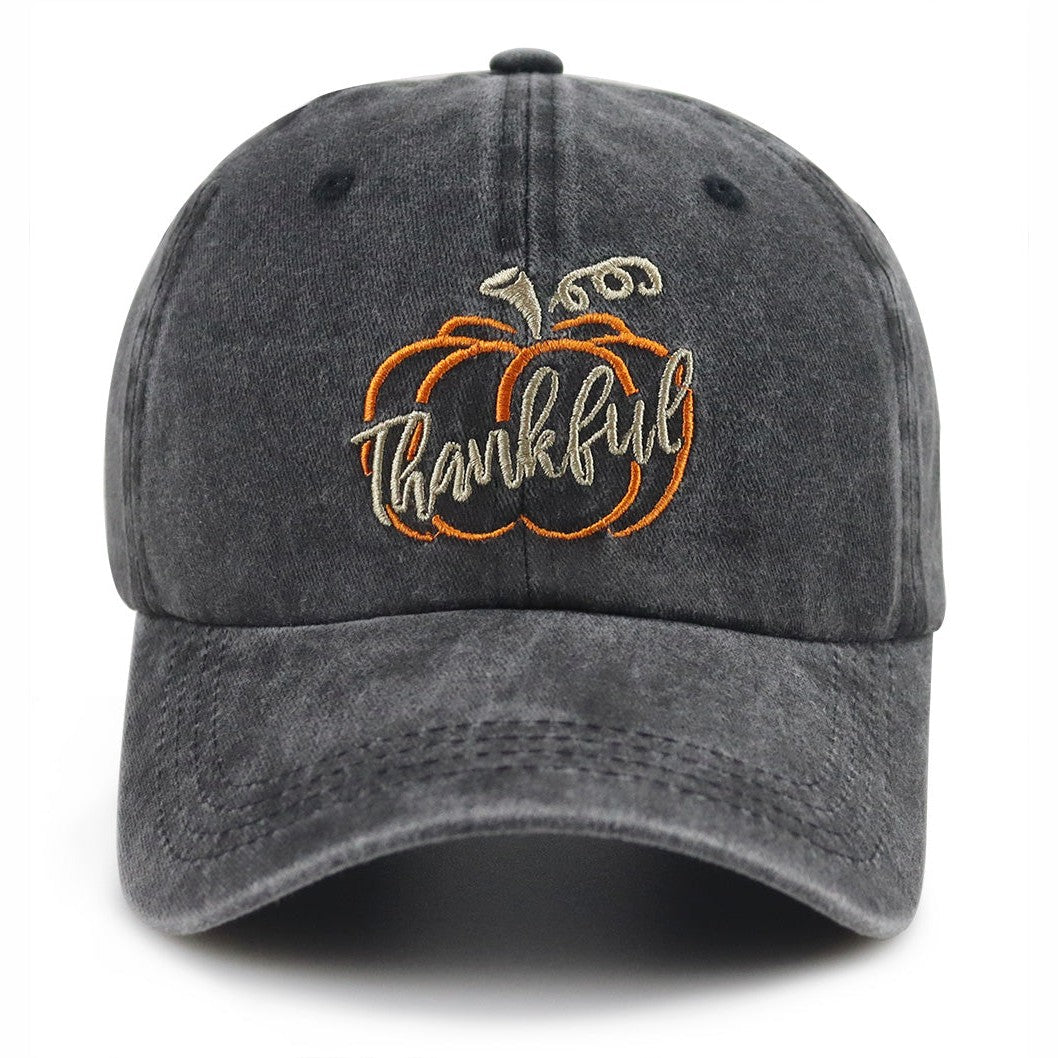 Pumpkin Patch Halloween Embroidered Cap - Black