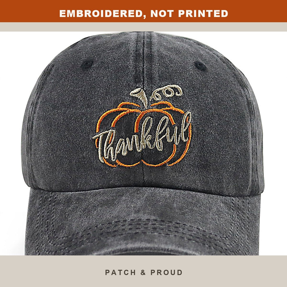 Pumpkin Patch Halloween Embroidered Cap - Black