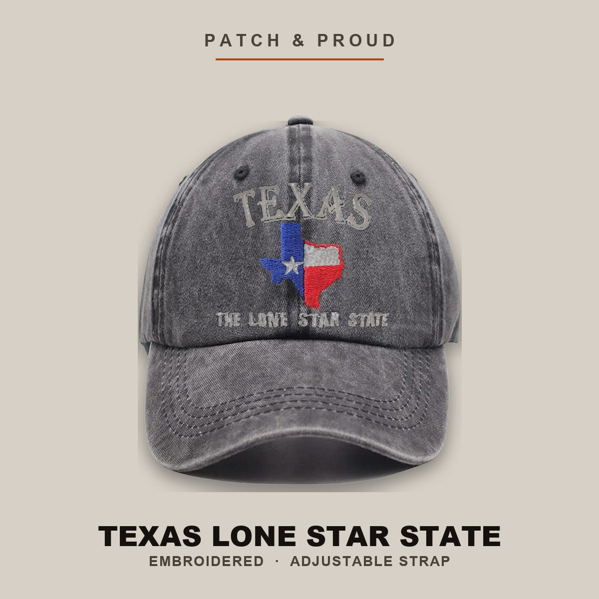 Texas Lone Star State Embroidered Cap - shown on a canvas backdrop