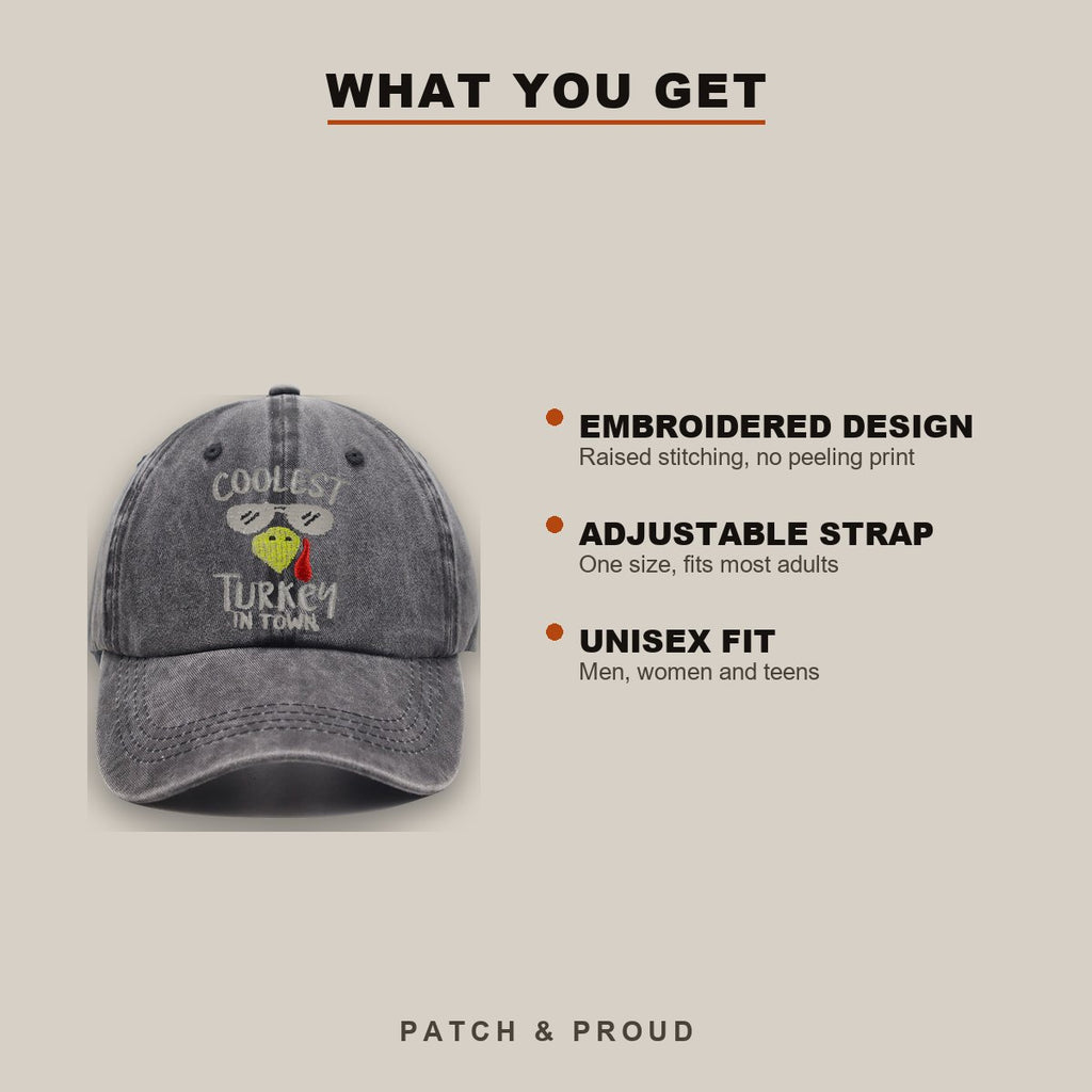 Gobble Turkey Thanksgiving Embroidered Cap - features and fit