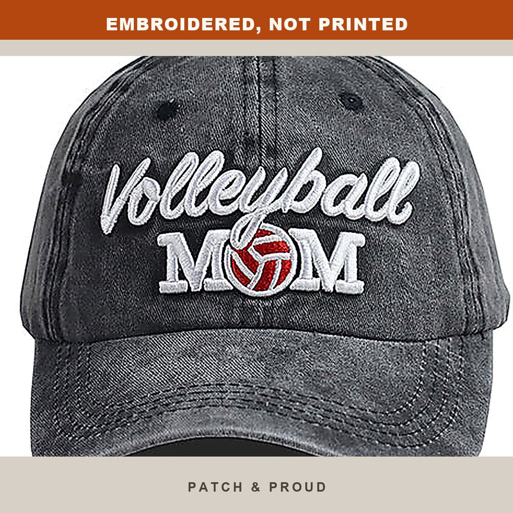 Volleyball Mom Embroidered Cap - close-up of the front design