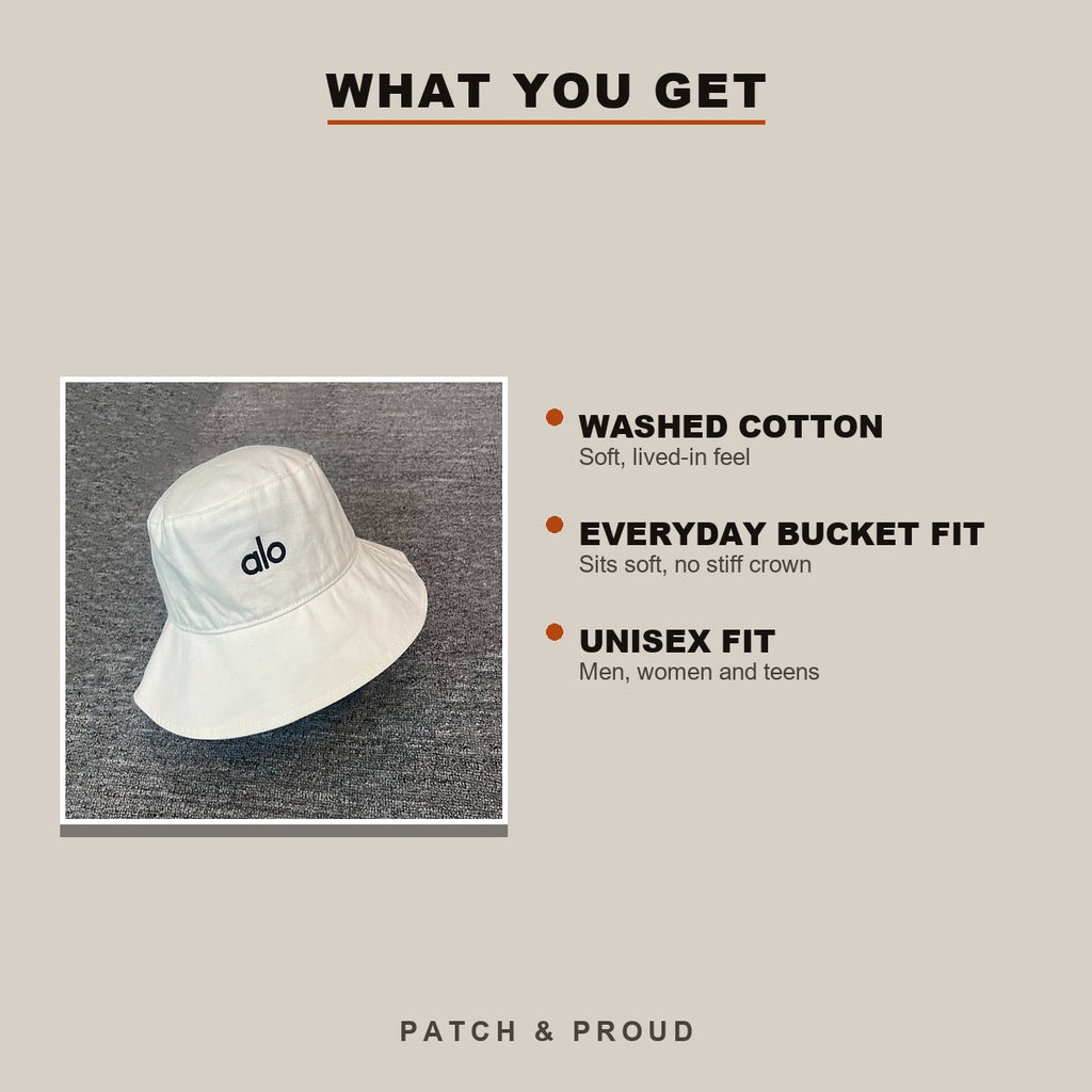Washed Cotton Bucket Hat - White - features and fit